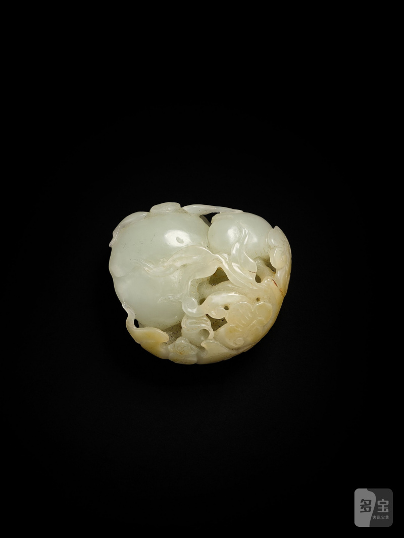 清十八/十九世紀　玉雕壽桃擺件 | A JADE CARVING OF A PEACH - 图4